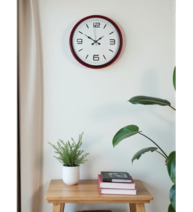 River World Duvar Saati Modern Dekoratif Rengi Kırmızı 36 cm