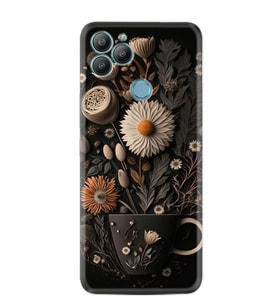 GM22 Kılıf HD Resim Baskılı Kahve Çiçek StKd -095