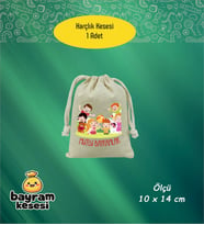 Bayram Harçlık Kesesi Tekli – Baskılı Ham Bez Bayram Kesesi, Çocuklar İçin Bayram Hediyesi Model-7