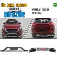 S-Dizayn Hyundai Tucson Ön ve Arka Tampon Koruma Difüzör Seti 2019-2021 A+ Kalite (Karışık)