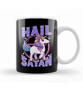 Cute & Funny Hail Satan Unicorn Satanic Metal Pun Kupa Bardak Porselen