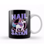 Cute & Funny Hail Satan Unicorn Satanic Metal Pun Kupa Bardak Porselen