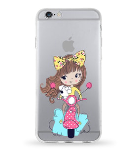 Apple iPhone 6 Plus Uyumlu Kapak Vespagirl Tasarımlı Şeffaf Silikon Kılıf