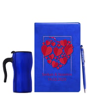 Sevgililer Gününe Özel Mavi Defter Kalem & Termos Mug Hediye Seti 36