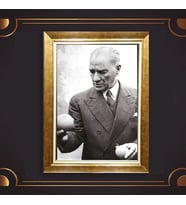 Özel Seri Paspartulu Çerçeveli Atatürk Tablo l636 (Gold)