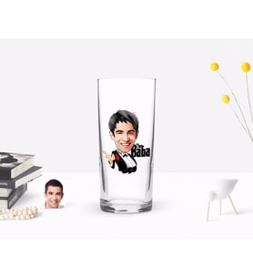 BK Gift Kişiye Özel Renkli Baskılı Godfather Baba Karikatürlü Rakı Bardağı-2 (Beyaz)