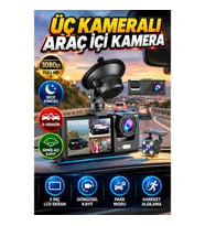 3 Kameralı 1080p Full HD Araç İçi Kamera – 5 İnç LCD Ekran, G-Sensör ve Gece Görüşü