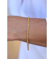 14 Ayar Altın Halat Zincir Bileklik 3 mm  (Sarı)