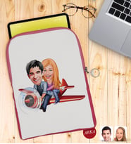 BK Gift Kişiye Özel Sevgililer Karikatürlü Taşınabilir Koruyucu Tablet Kılıfı & Organizer Çanta - Pembe-11