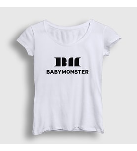 Presmono Kadın Beyaz Logo K Pop Baby Monster Babymonster T-Shirt 490779tt (Beyaz)