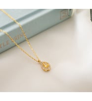 925 Ayar Gümüş Kasım Ayı Doğum Taşı ( Citrine ) Damla Kolye