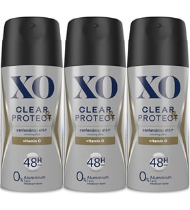 XO Deodorant 150ML Men-Erkek Clear & Protect (3 Lü Set)