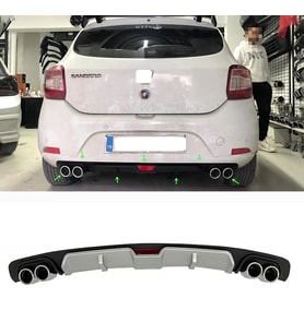 Dacia Sandero Gri Difüzör 4 Krom Egzoz Görünümlü Difizör Arka Ek Body Kit