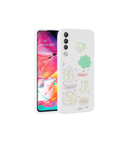 Samsung Galaxy A70 Uyumlu Kılıf Kabartma Figürlü Parlak Zore Toys Silikon Kapak (Beyaz)