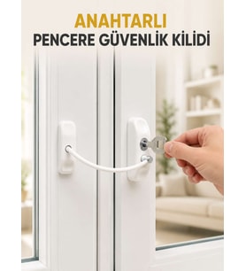Pencere Güvenlik Kilidi Kablolu Çocuk Emniyet Kilidi Anahtarlı Beyaz Pencere Kilidi