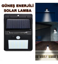 Güneş Enerjili Solar Lamba 20 Ledli Sensörlü Duvar Tipi Su Geçirmez Led Sokak Bahçe Yol Lamba