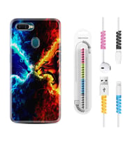 Oppo A5S A15 A16 A54 A55 A73 A74 Kılıf Kablo Koruma Spiral Silikon Red Blue Leon 1714