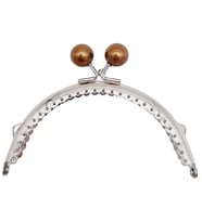 Angel Çanta Aksesuar 10.5 cm Gümüş Metal Kahverengi Toplu Oval Cüzdan Klipsi Çanta Bursu Model 2