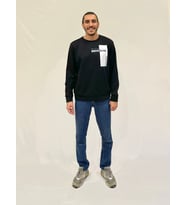 Erkek Bisiklet Yaka Rahat Kalıp 3 iplik Kalın W.Brooklyn Baskılı  Sweatshirt SPR24SW31 (Siyah)