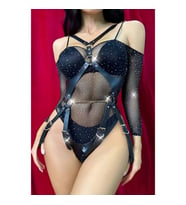 Zincirli Ağı Açık Fantazi Deri Body Harness (Siyah)