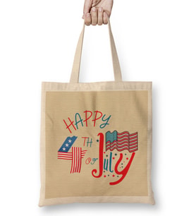 Happy 4th Of July İndependence Day Gift CelebrationPatriotic Bez Çanta Uzun Saplı
