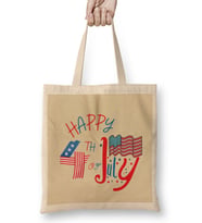 Happy 4th Of July İndependence Day Gift CelebrationPatriotic Bez Çanta Uzun Saplı