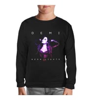 Demi Lovato - Neon Lights Siyah Çocuk Sweatshirt