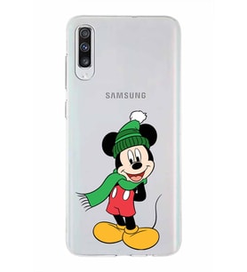 Samsung Galaxy A70  Kapak Mickey Mouse Tasarımlı Şeffaf Silikon Kılıf