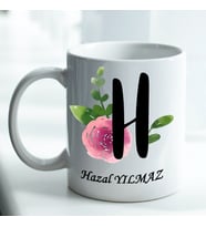 Kişiye Özel İsim ve Fotoğraf Baskılı H Harfli Kupa Bardak