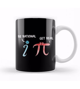 Cute & Funny Be Rational Get Real Mathematics Pun Kupa Bardak Porselen
