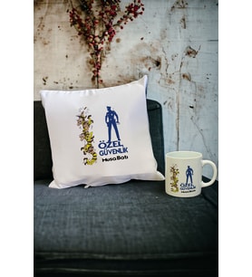 Özel Güvenlik Kupa Bardak ve Yastık Set (Beyaz)