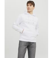 Jack & Jones Erkek Kapüşonlu Sweatshirt - Star Logo (Beyaz)