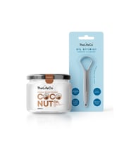 TheLifeCo Paslanmaz Çelik Dil Temizleyici - Dil Sıyırıcı & Organik Hindistan Cevizi Yağı 250 ml