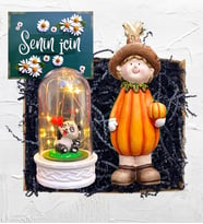 Sevimli Bal Kabağı Biblosu ve Led Işıklı Biblolu Fanus Hediye Seti (Model 8)