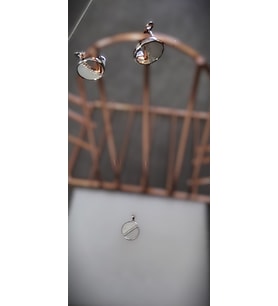 Sedefli Küpe Kolye 2'li Gümüş Set