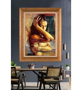 Altın Varaklı  Çerçeveli Paspartulu Tablo ndd1242 (Gold)