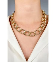 Kesme Model Zincir Uzun Kolye - Gold