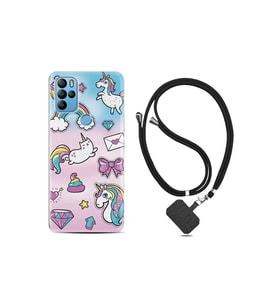 General Mobile Gm21 Pro Kılıf Silikon Desen Boyun Askılı Unicorn Mektup 1800
