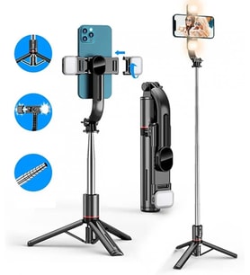 L12d Işıklı Selfie Çubuğu Uzaktan Kumandalı 116 Cm Tripod Özçekim Alüminyum Masa Üstü Tripod