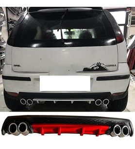 Opel Corsa C Kırmızı Difüzör Çiftli Yuvarlak Egzoz Görünümlü D Tip Difizör