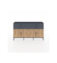 Arges Konsol 2 Raflı 4 Çekmeceli 8 Kapaklı 176x30x99 Antrasit-Çam/Antrasit