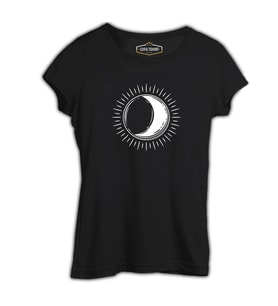 Full Sun Half Moon Siyah Kadın Tshirt