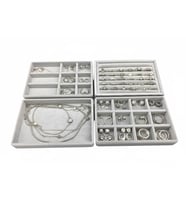 Kiev Model Süet Kumaş Gri Renk 22/14 cm 4 lü Takım Çekmeçe İçi Takı Standı