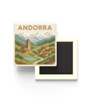 Andorra - Andorra - Paper Cut Art - Baskılı Buzdolap Magneti Kare - 9x9 cm