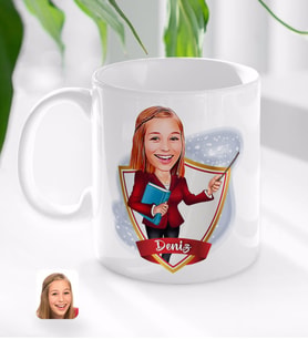 BK Gift Kişiye Özel İsimli Kadın Öğretmen Karikatürlü Beyaz Kupa Bardak-3