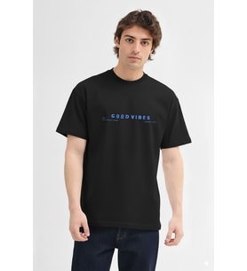 Antonio 84003 Oversize Baskılı Siyah Erkek Basic T-Shirt