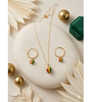 925 Ayar Gümüş Papatya Silver Çift Yön Mineli Biber Kolye Küpe Set.rose.gold.rodaj Renk Seçeneği