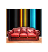 Dreamwall 3D Çizgili Neon Işık Desenli Isı Ve Ses Yalıtımlı Sağlıklı Tekstil Duvar Kağıdı (Çok Renkli)