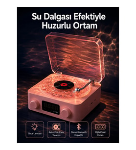 Mey İthalat® Retro Saatli Bluetooth Hoparlör – Gece Lambalı Kristal Ses Kalitesi Yeni Nesil
