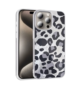 Apple iPhone 15 Pro Max Kılıf Leopar Kurdele Ekose Desenli Mep Kapak